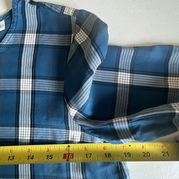 J. Jill Atlantic Plaid Tunic Top size XS Petites Hi-lo Button Back blue - Picture 10 of 15